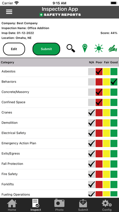 Safety Reports Inspection App Screenshot