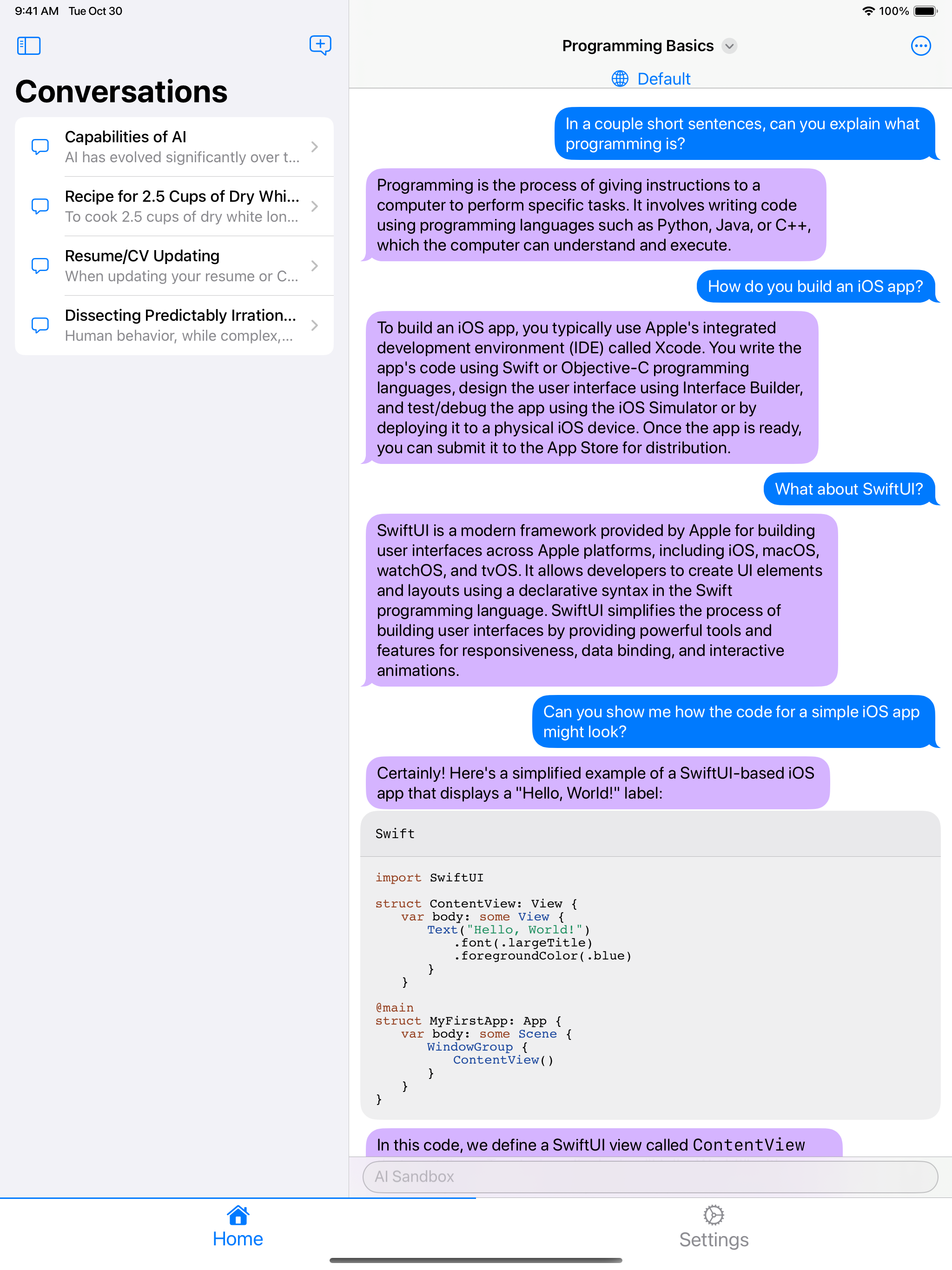 AI Sandbox - Chat Now!