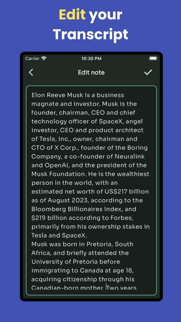 Transcribe voice to text Vemo