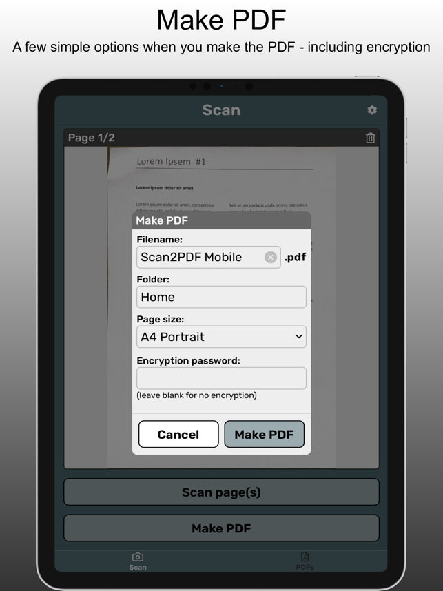 Captura de tela do Scan2PDF Mobile