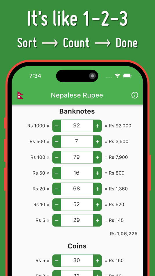 #1. Cash Calculator -Money Counter (iOS) Ved: Bibhu Man Rajbhandari