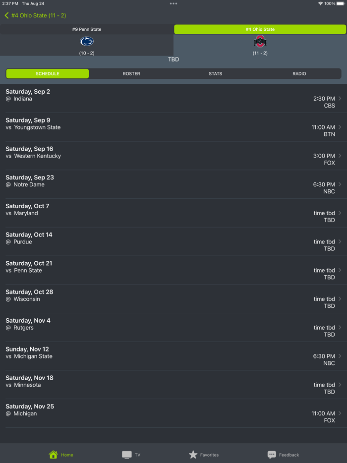 College Football Schedules 23