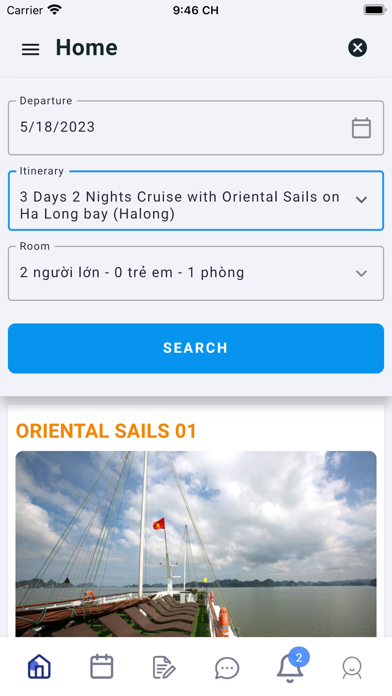 Oriental Sails Booking App Screenshot