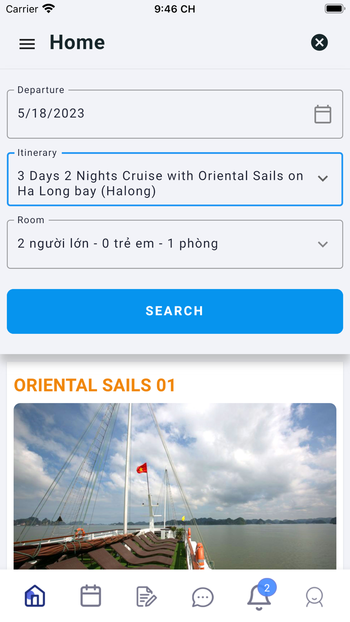 Oriental Sails Booking App
