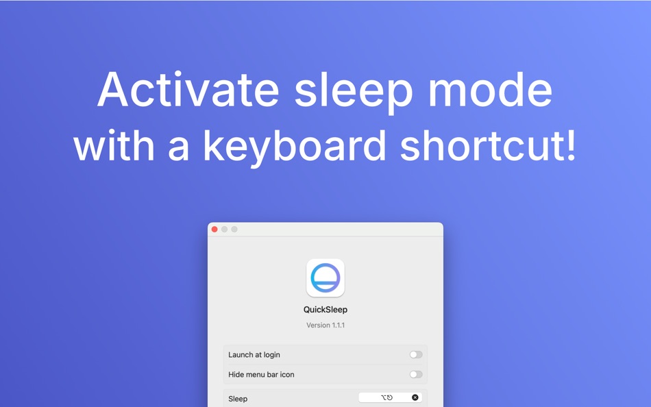 QuickSleep – Sleep Shortcut (macOS) Podle: Seungwoo Choe QuickSleep – Sleep Shortcut (macOS) Podle: Seungwoo Choe