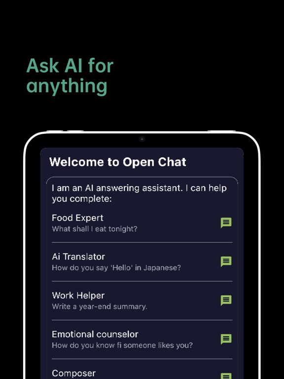 Open Chat:Ask Anything iPad screenshot 1 - Reference app