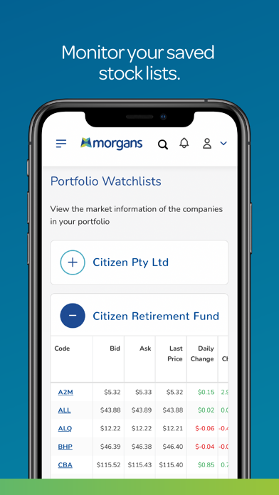 Morgans Financial Limited Screenshot