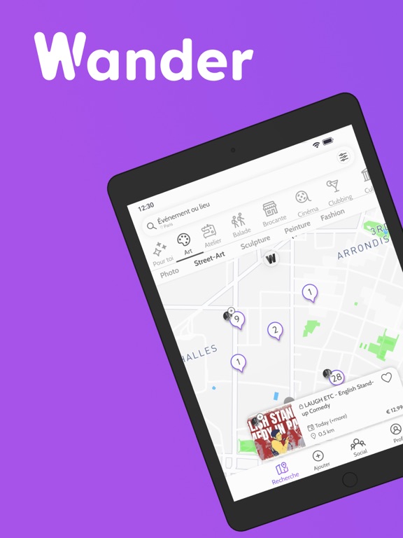 Wander : All Events Around You iPad screenshot 1 - Entertainment app