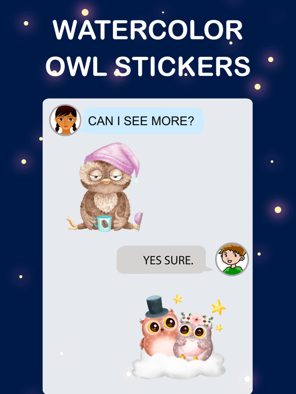 Screenshot #6 pour Watercolor Owl Stickers Pack