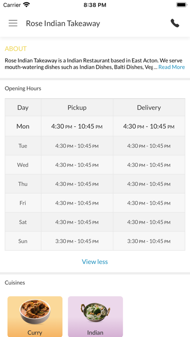 Rose Indian Takeaway Screenshot