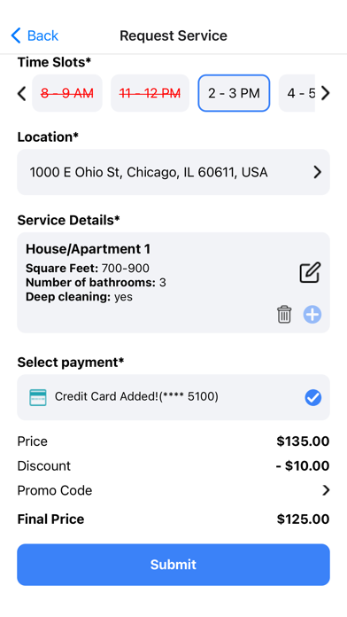 House Cleaning App Screenshot