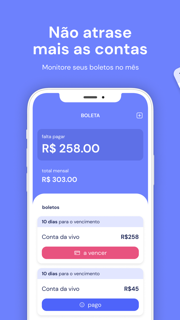 Boleta Gerencie suas contas