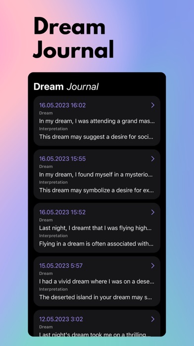 Dream Interpretation - Journal Screenshot