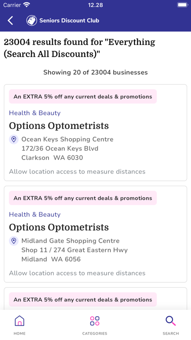 Seniors Discount Directory Screenshot