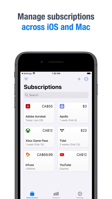 Screenshot #1 pour Subscriptions - Track Expenses