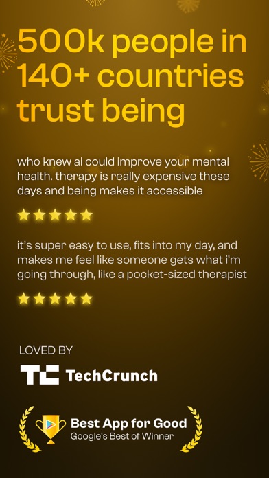 being: ai therapy, CBT journal Screenshot