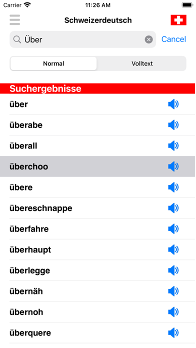 Schweizerdeutsch Wörterbuch Screenshot