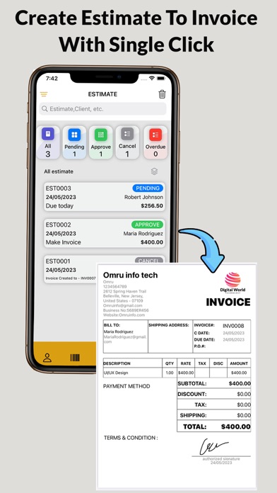 Estimate & Invoice Maker App Screenshot