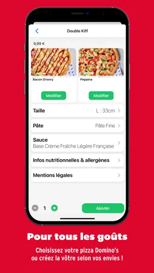 Capture d'écran de Domino’s Pizza France sur iPhone 6