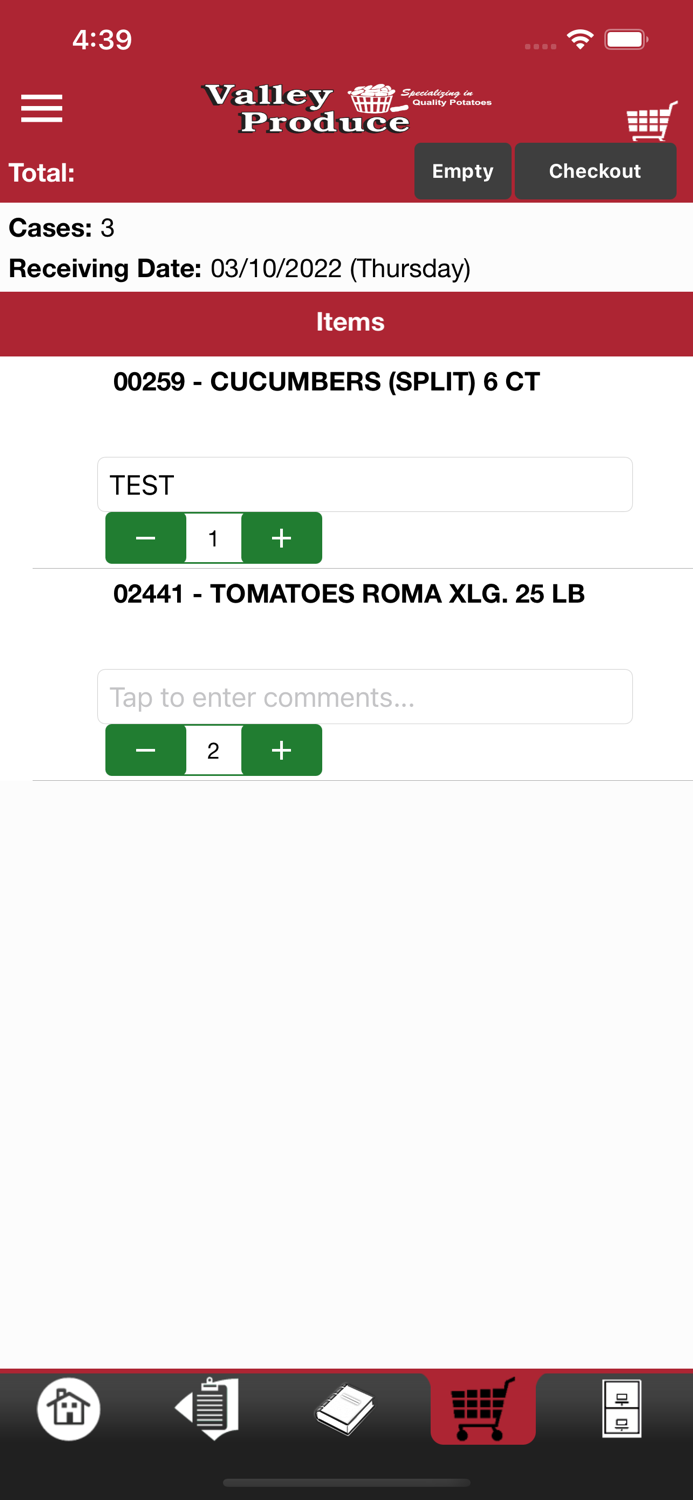 Valley Produce Mobile Ordering