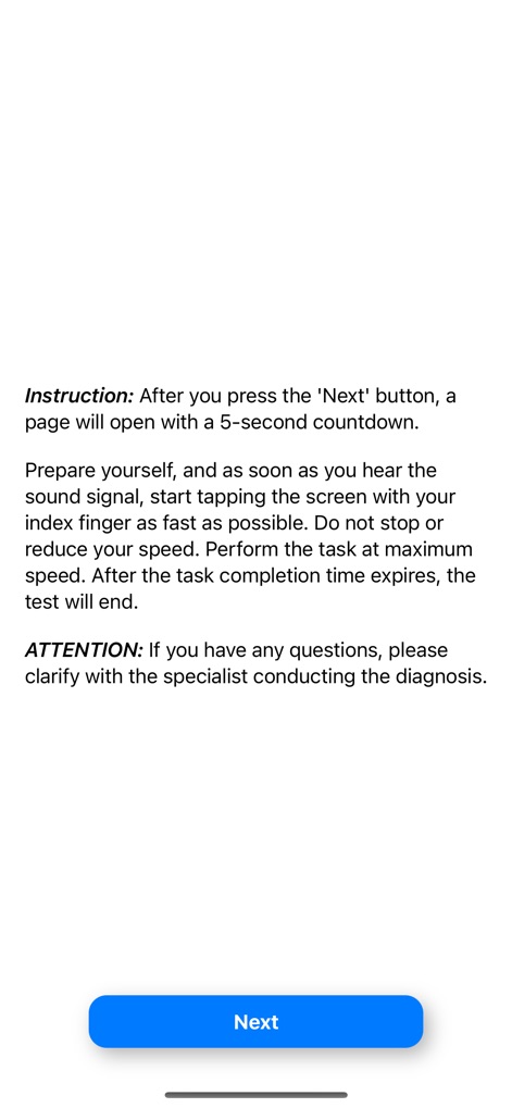 Finger-tapping test - Reference App | MWM