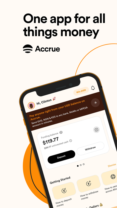 Accrue: Send. Spend. Save. Screenshot
