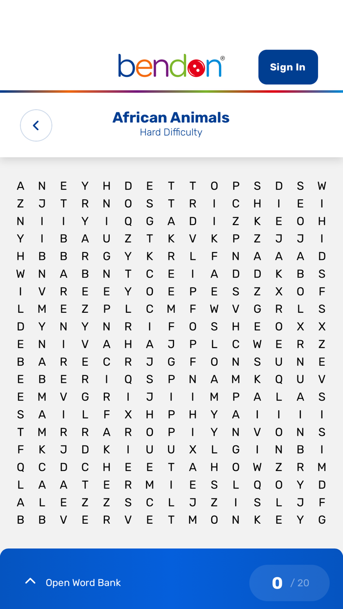 Bendon Word Search