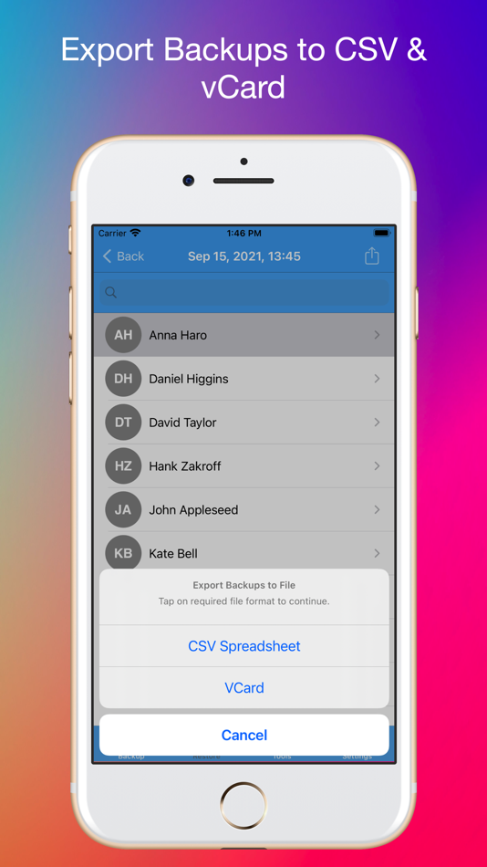 #7. Contacts Backup Utility (iOS) Podle: Ebrahim Rahban