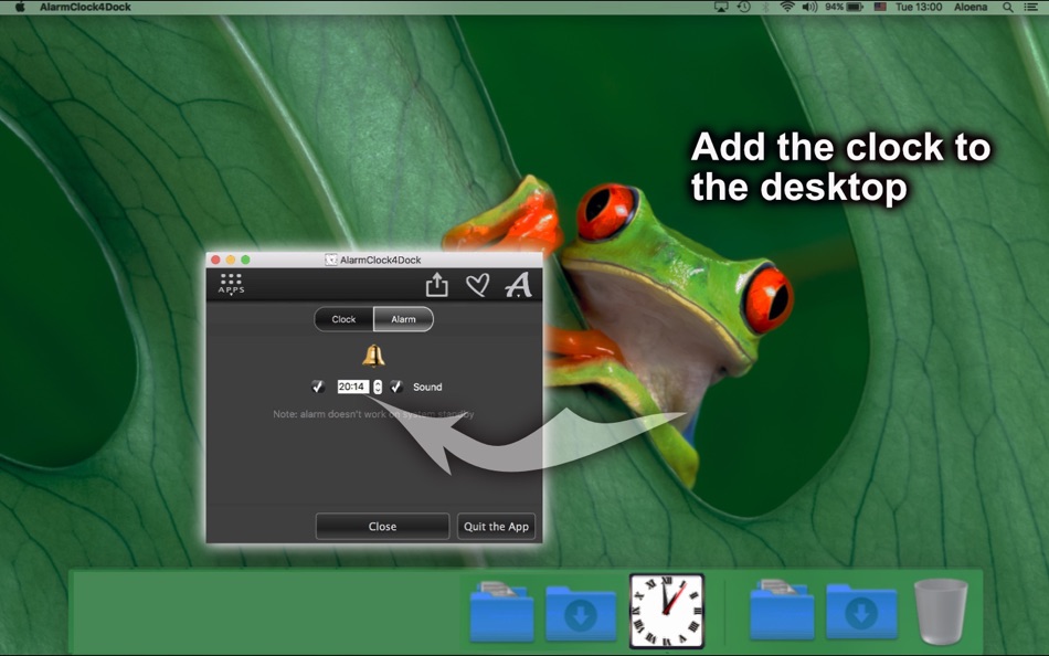 #2. Alarm Clock 4 Dock (macOS) 由: Max Schlee