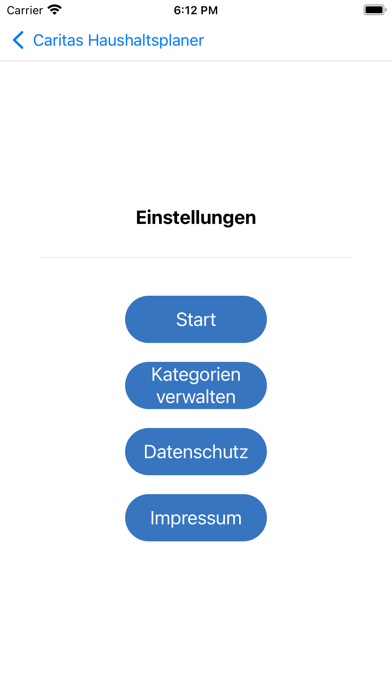 Caritas Haushaltsplaner Screenshot