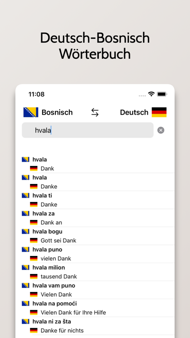 Bosnisch-Deutsch Wörterbuch Screenshot