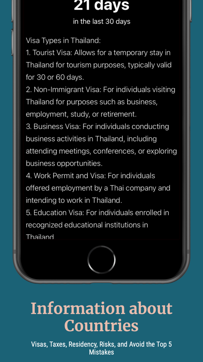 Country Days Tracker