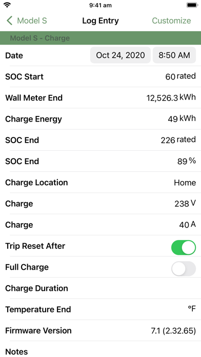 EV Logger Screenshot