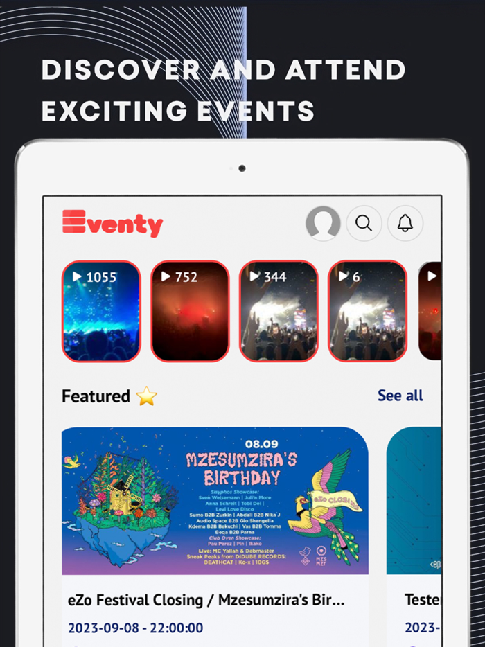 Eventy App Discover Events