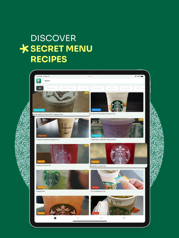 Secret Menu Recipes Sbux! iPad screenshot 1 - Food & Drink app