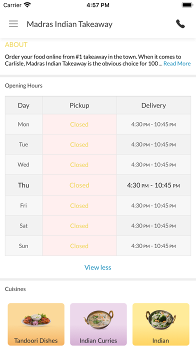 Madras Indian Takeaway. Screenshot