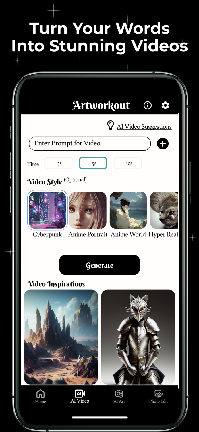 Artworkout AI Video Photo App