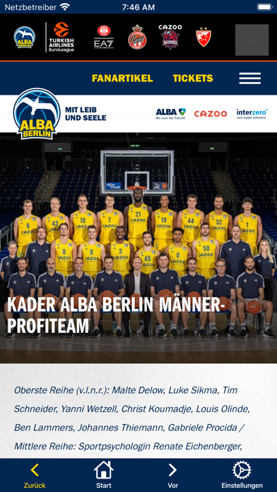 ALBA BERLIN Basketballteam Screenshot