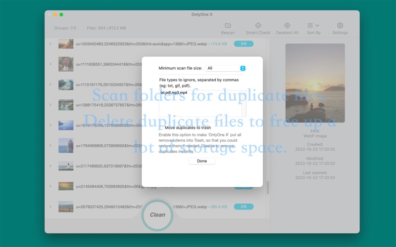 Screenshot #2 for OnlyOne X - Duplicates Cleaner
