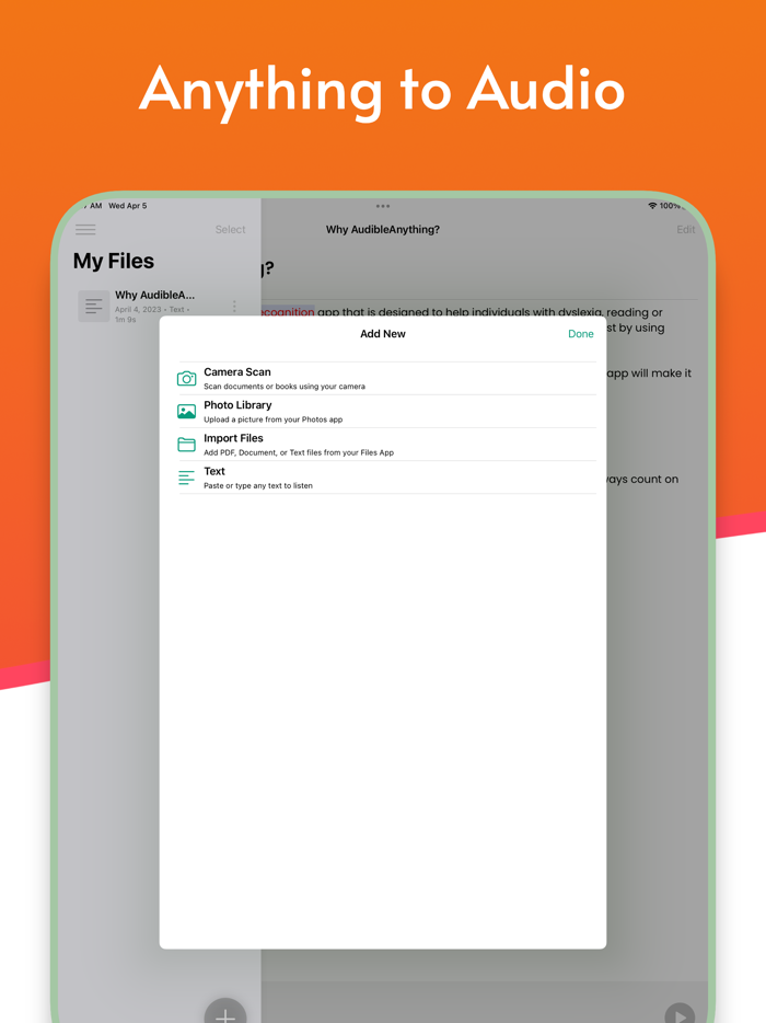 AudibleAnything Text to Speech