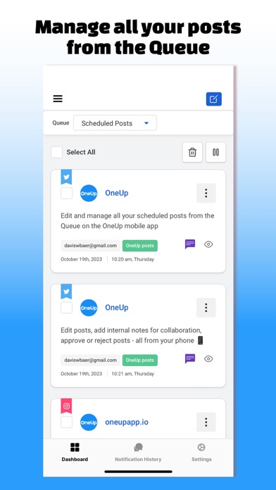 OneUp: Social Media Scheduler Screenshot