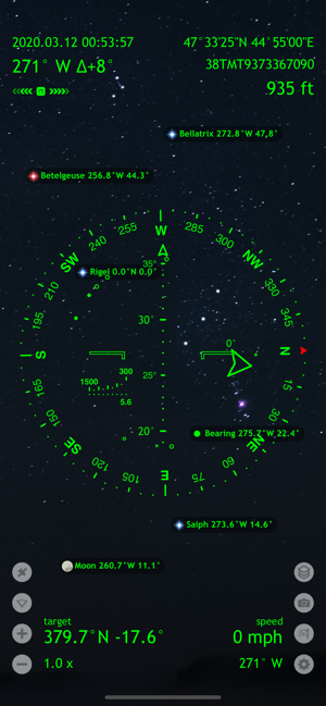 Snímek obrazovky dalekohledu