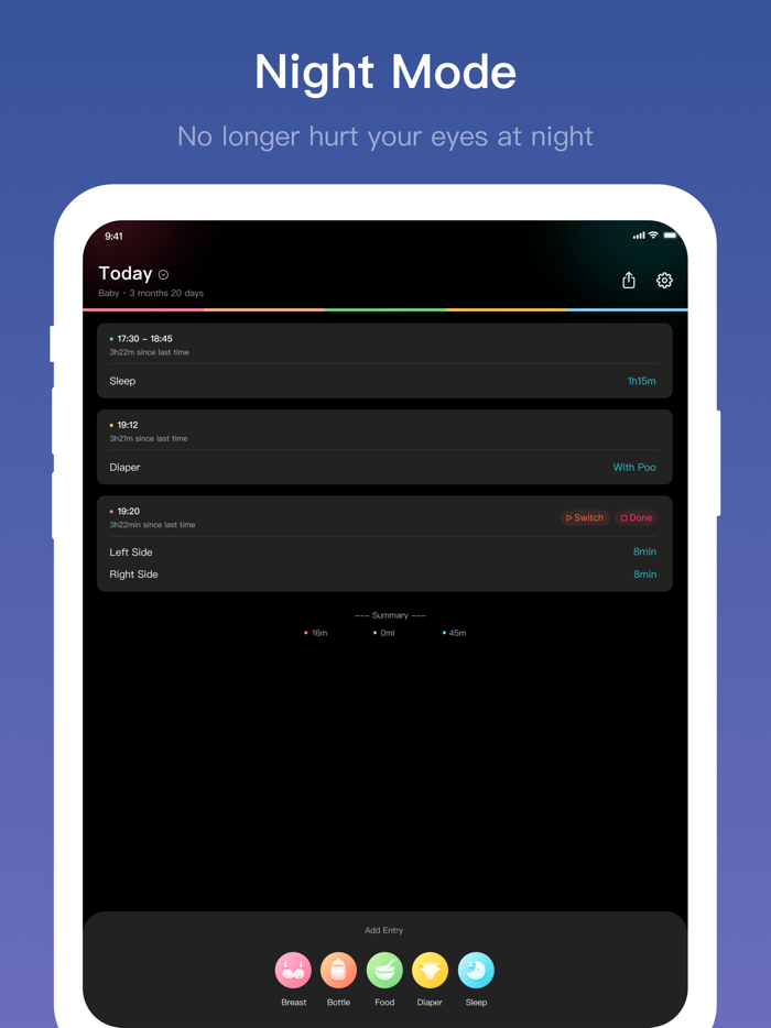 Baby diary - newborn tracker