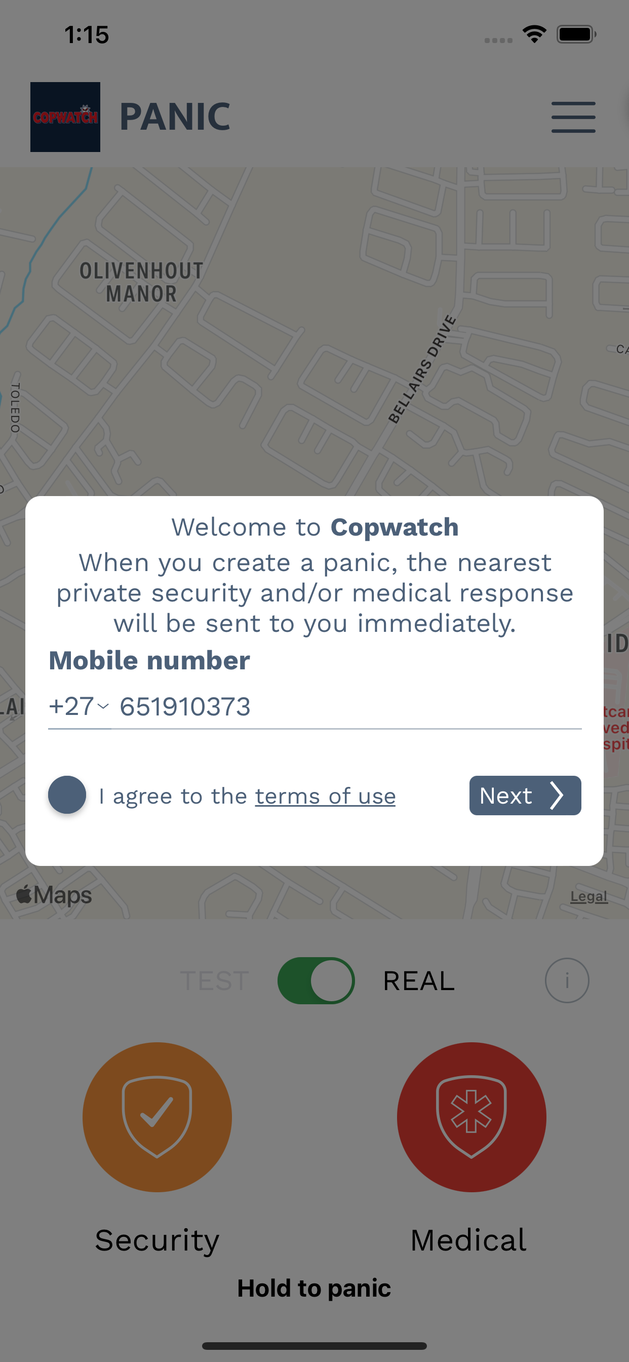 Copwatch Panic App
