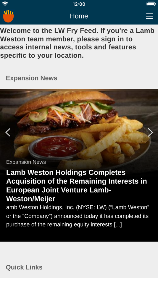#1. LW Fry Feed (iOS) Podle: Lamb Weston Inc
