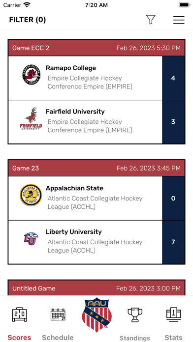 AAU College Hockey Screenshot