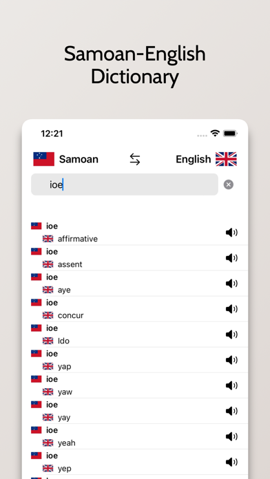 Samoan-English Dictionary Screenshot