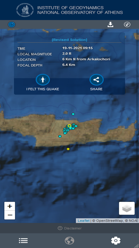 #2. Seismicity - N.O.A. (iOS) Podle: National Observatory of Athens