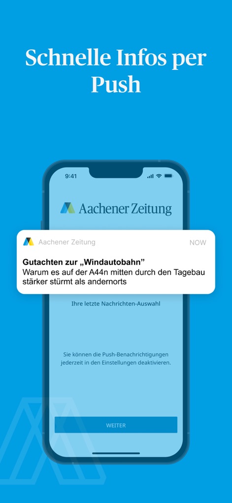 Aachener Zeitung News - Cet outil assure aux utilisateurs de rester informés grâce à des notifications push opportunes, affichant des titres percutants comme l'actualité sur la "Windautobahn" et offrant la possibilité de gérer les préférences des alertes via un bouton clair.