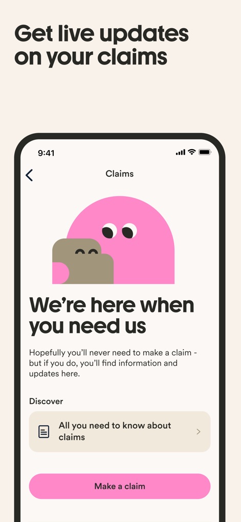 Marshmallow Insurance - Users can easily initiate a new claim and find all necessary information within the dedicated claims section, simplifying a potentially stressful event.